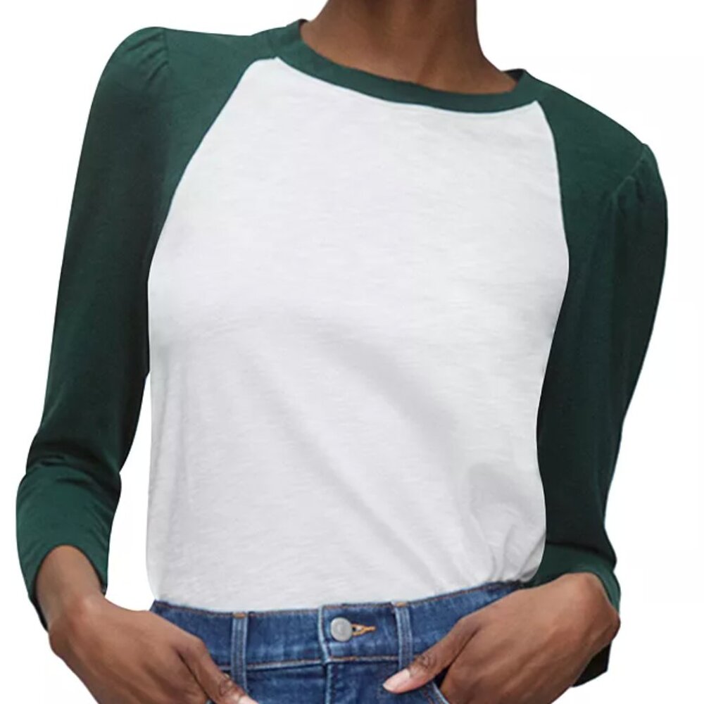 Veronica Beard Mason Baseball  Long-Sleeve Tee (NWOT Size L)